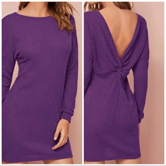 SHEIN Dresses & Skirts - NWOT Drop shoulder twist back rib-knit dress.